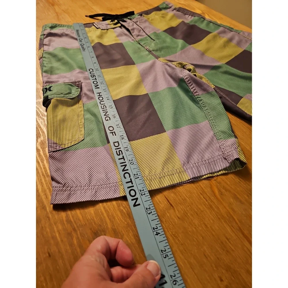 Hurley Board Shorts Green Gray Block,size 34